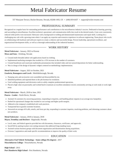 metal fabrication resume objective|metal fabricator objective examples.